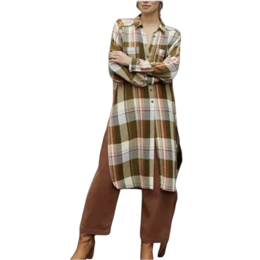 Anthropologie Pilcro Side-Slit Maxi Tunic Buttondown Sz XS
